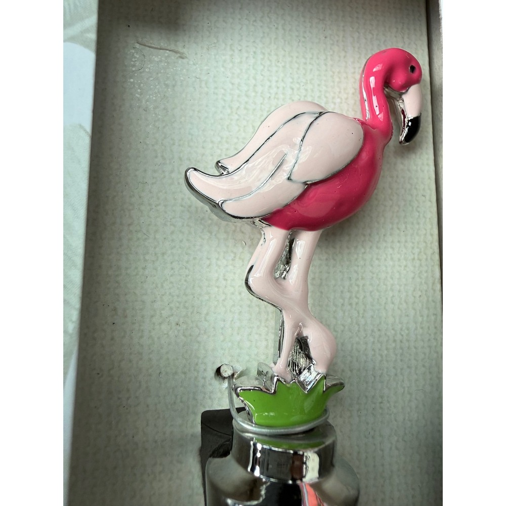 Tommy Bahama Pink‎ Flamingo Wine Bottle Stopper Silver Tone Metal - Picture 2 of 4